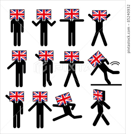 將英國國旗擬人化的人的象形符號圖形材料插圖集 將英國國旗擬人化的人的象形符號圖形材料插圖集 85240932