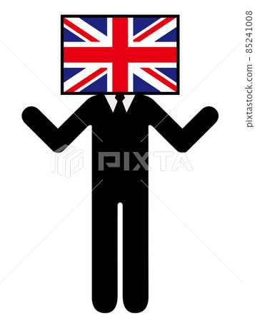 Pictogram symbol graphic material of a person who anthropomorphized the British flag 85241008