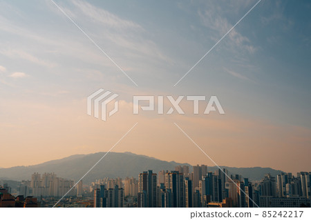 Panoramic view of Daejeon city with sunset sky in Korea Panoramic view of Daejeon city with sunset sky in Korea 85242217