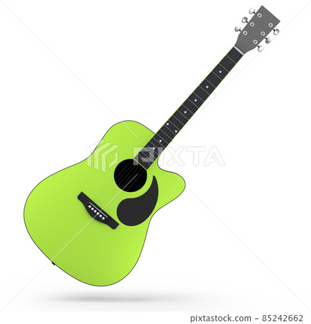 Electric acoustic guitar isolated on white background. 3d render of concept for rock festival poster with spanish guitar for music shop 85242662