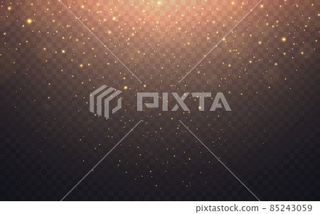 Glitter gold background. Bright shiny particles. Magic powder effect. Festive golden dust. Light sparks for greeting card or poster. Glowing rain texture. Vector illustration Glitter gold background. Bright shiny particles. Magic powder effect. Festive golden dust. Light sparks for greeting card or poster. Glowing rain texture. Vector illustration 85243059
