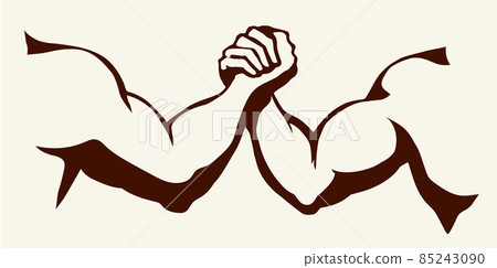 Hand wrestling contest. Vector drawing 85243090