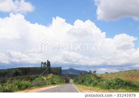 Brazilian roads, white clouds and blue sky Brazilian roads, white clouds and blue sky 85243979