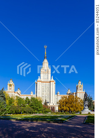 The Main building of Lomonosov Moscow State University on Sparrow Hills (autumn sunny day). It is the highest-ranking Russian educational institution. Russia The Main building of Lomonosov Moscow State University on Sparrow Hills (autumn sunny day). It is the highest-ranking Russian educational institution. Russia 85244051