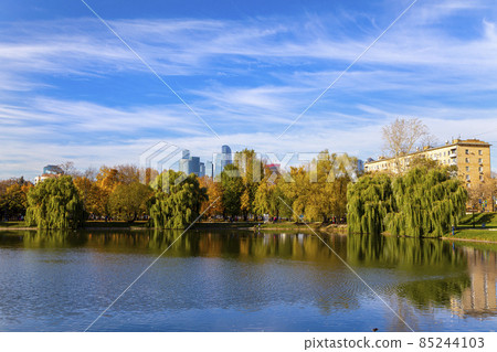 Big Novodevichy pond on a sunny autumn day near the Novodevichy convent (Bogoroditse-Smolensky monastery). Moscow, Russia. UNESCO world heritage site Big Novodevichy pond on a sunny autumn day near the Novodevichy convent (Bogoroditse-Smolensky monastery). Moscow, Russia. UNESCO world heritage site 85244103