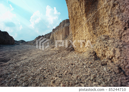 Landscape of abanboned land with clear sky background. Canyon scene 85244710