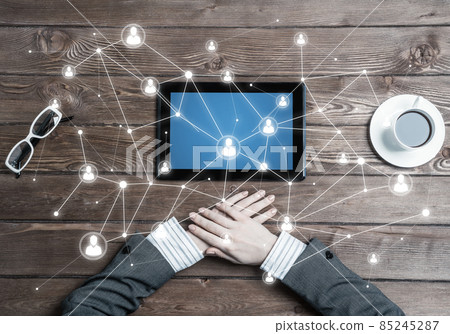 Concept of social communication and networking with social connection lines Concept of social communication and networking with social connection lines 85245287
