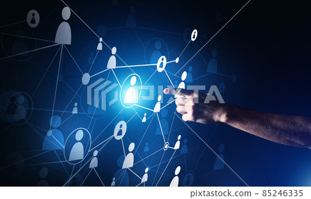 Creating modern wireless technologies as means of communucation and networking on dark background 85246335