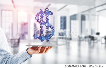 Connections and networking concepts as means of money earning on white office background 85246347