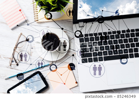 Social communication and global networking concept 85246349