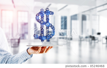 Connections and networking concepts as means of money earning on white office background Connections and networking concepts as means of money earning on white office background 85246468