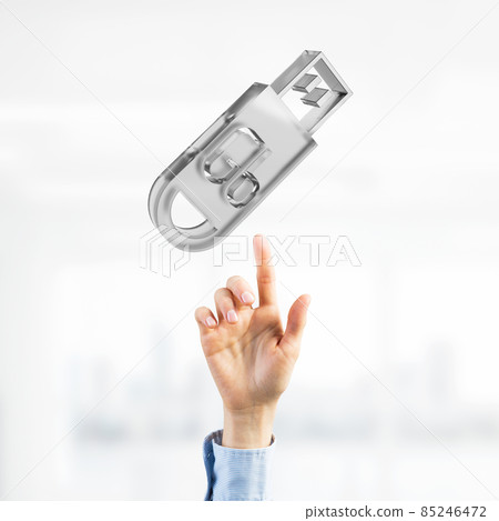 Concept of information storage and security with flash stick icon. Mixed media 85246472