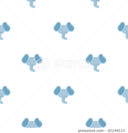 Elephant pattern seamless in freehand style. Head animals on colorful background. Vector illustration for textile. 85246513