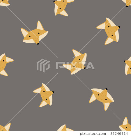 Fox pattern seamless in freehand style. Head animals on colorful background. Vector illustration for textile. 85246514