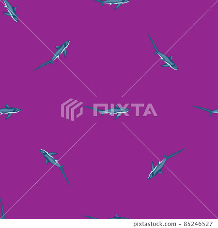 Thresher shark seamless pattern in scandinavian style. Marine animals background. Vector illustration for children funny textile. 85246527