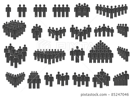 People crowd silhouette, business group or team icons. Social community, people group icons, crowd symbols vector illustration set. Human group silhouette 85247046