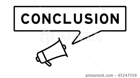 Megaphone icon with speech bubble in word conclusion on white background Megaphone icon with speech bubble in word conclusion on white background 85247359