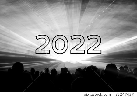 Happy new year 2022 white laser show party people 85247437