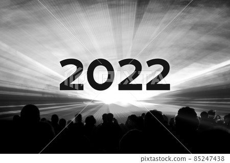 Happy new year 2022 white laser show party people 85247438