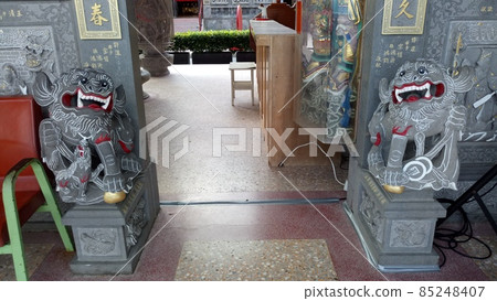 A charming guardian dog (lion) at the Bishanyan Kaizhang Mausoleum in Lake District, Taipei City 1 85248407