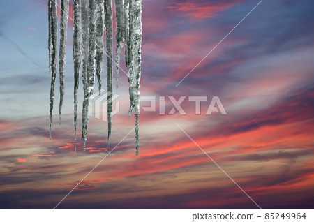 Photo of icicles. Natural light in a sunny day Photo of icicles. Natural light in a sunny day 85249964