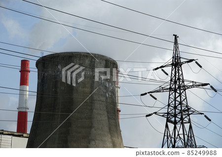 Pipes of coal  burning power station. Moscow, Russia 85249988