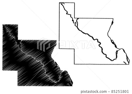Louisa County, Iowa (U.S. county, United States of America, USA, U.S., US) map vector illustration, scribble sketch Louisa map 85251801
