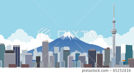 摩天大樓大城市富士山背景素材 摩天大樓大城市富士山背景素材 85252816