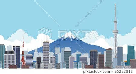 摩天大樓大城市富士山背景素材 摩天大樓大城市富士山背景素材 85252818