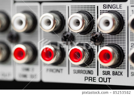 RCA sockets of audio surround receiver amplifier RCA sockets of audio surround receiver amplifier 85253582