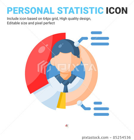Personal statistic icon vector with flat color style isolated on white background. Vector illustration employee sign symbol icon concept for business, finance, industry, company, apps and project Personal statistic icon vector with flat color style isolated on white background. Vector illustration employee sign symbol icon concept for business, finance, industry, company, apps and project 85254536
