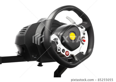 racing wheel for computer driving simulator, isolated on white 85255055