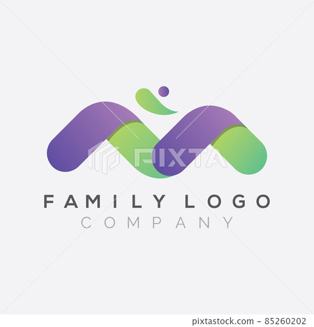 Letter M caring community concept family logo. - Stock Illustration ...
