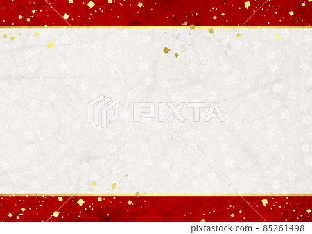 Japanese paper style red belt frame floret pattern background horizontal Japanese paper style red belt frame floret pattern background horizontal 85261498