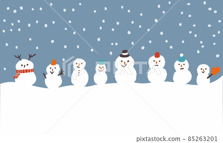 Illustration of snowmen with snowfall winter holiday 85263201