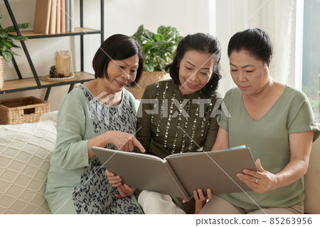 Friends Discussing Old Photos 85263956