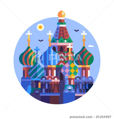 Moscow Travel Icon with Saint Basil Cathedral 85264997