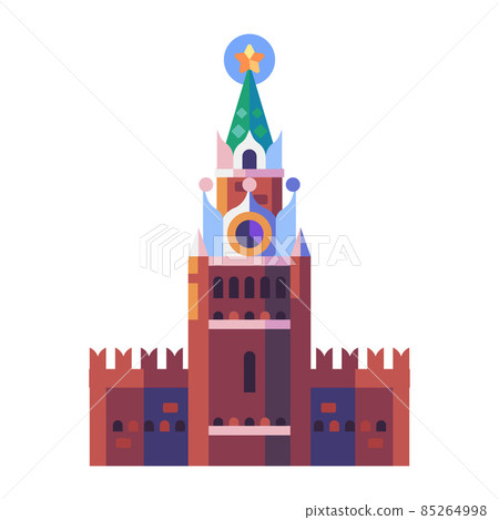 Moscow Travel Icon with Savior Tower of Kremlin 85264998
