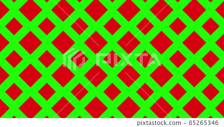 Abstract background of geometric green pentagon shapes on red screen background. Psychedelic 2D rectangles, bright, throwing simple layer. Abstract background of geometric green pentagon shapes on red screen background. Psychedelic 2D rectangles, bright, throwing simple layer. 85265346