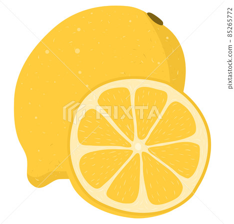 Cartoon illustration with colorful lemon. Farm market product. Vector hand drawn graphic. Single isolated art. Cartoon illustration with colorful lemon. Farm market product. Vector hand drawn graphic. Single isolated art. 85265772