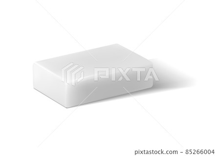 Realistic white soap. Square piece of household bath cleanser. 3D cosmetic hygienic product. Hand washing soapy detergent with shadow. Body care toiletry. Vector spa and beauty cleaner Realistic white soap. Square piece of household bath cleanser. 3D cosmetic hygienic product. Hand washing soapy detergent with shadow. Body care toiletry. Vector spa and beauty cleaner 85266004