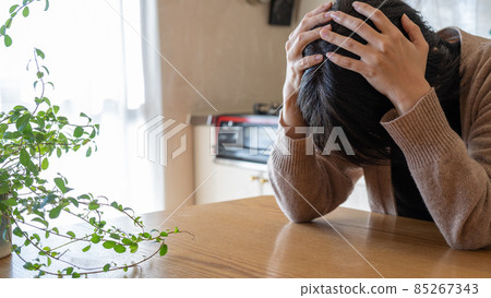 Female holding her head | Worry / anxiety image Female holding her head | Worry / anxiety image 85267343