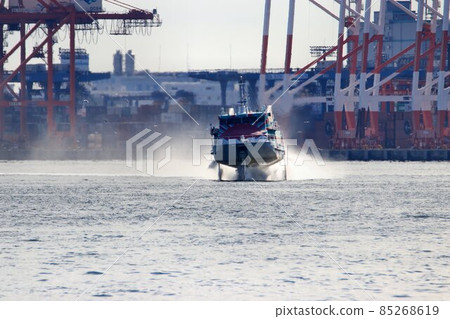 Flying fish connecting the Izu Islands ... Jet foil going to Tokyo Harbor 85268619
