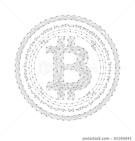 Crypto currency coin with line and dot design. blockchain technology background. vector illustration 85269841