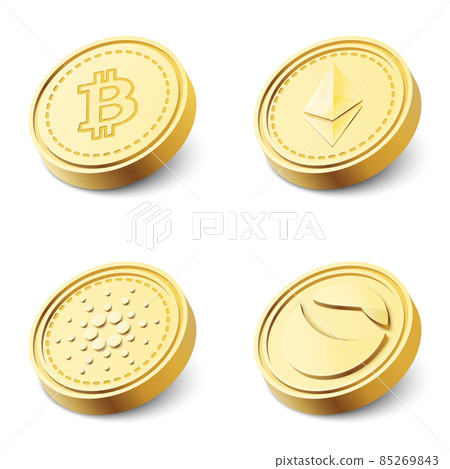 3d set crypto currency with blockchain technology background. Banner vector illustration 85269843
