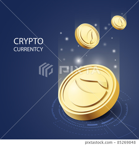3d crypto currency on mobile wallet service. blockchain technology background. Banner vector illustration 85269848