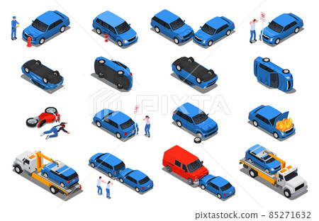 Car Accidents Big Isometric Set 85271632