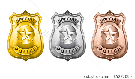 Police Badges Realistic Set 85272099