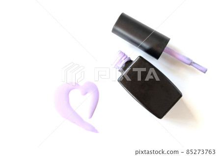 Blot of very peri heart nail polish isolated on white background. Blot of very peri heart nail polish isolated on white background. 85273763