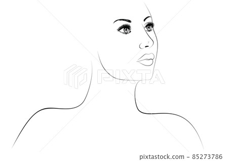 Line art detailed girl portrait 85273786